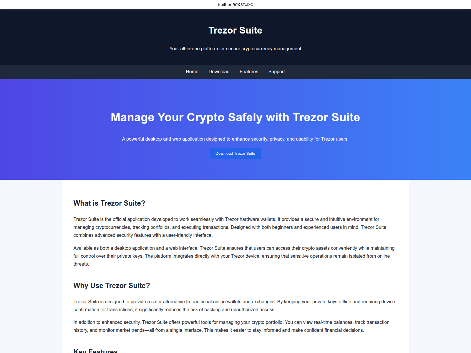 Screenshot of getrezor.wixstudio.com