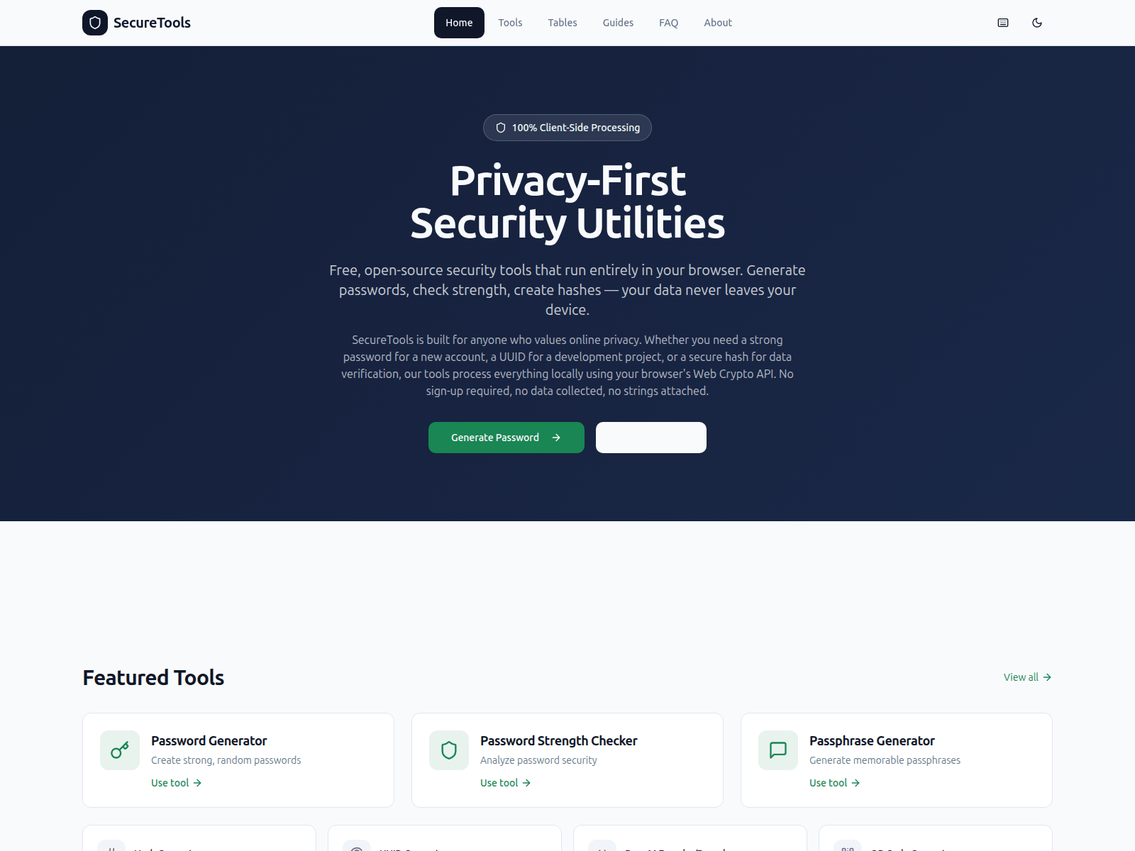 Screenshot of securetoolshub.net
