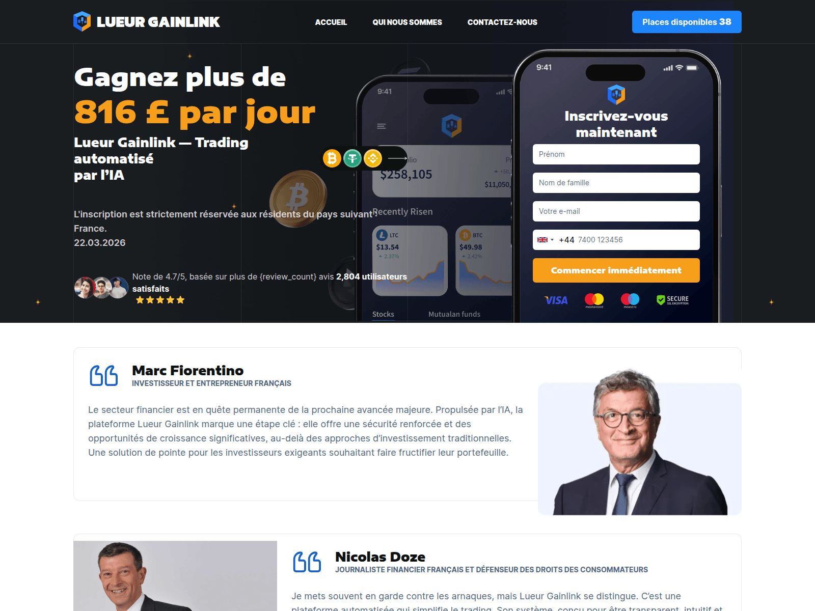 Screenshot of lueur-gainlink.com