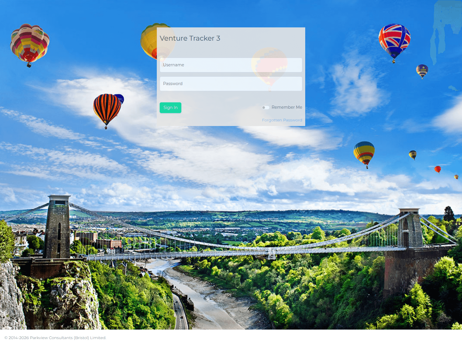 Forensic screenshot of demo.venturetracker.net