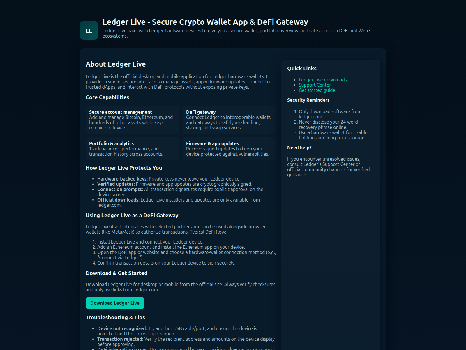 Screenshot of gateway--ledger-live.pages.dev