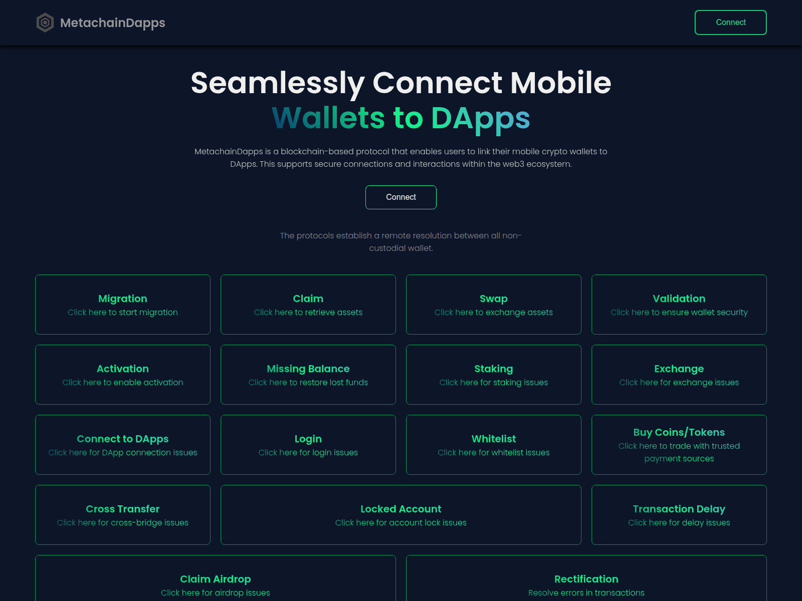 Screenshot of metachaindapps.xyz