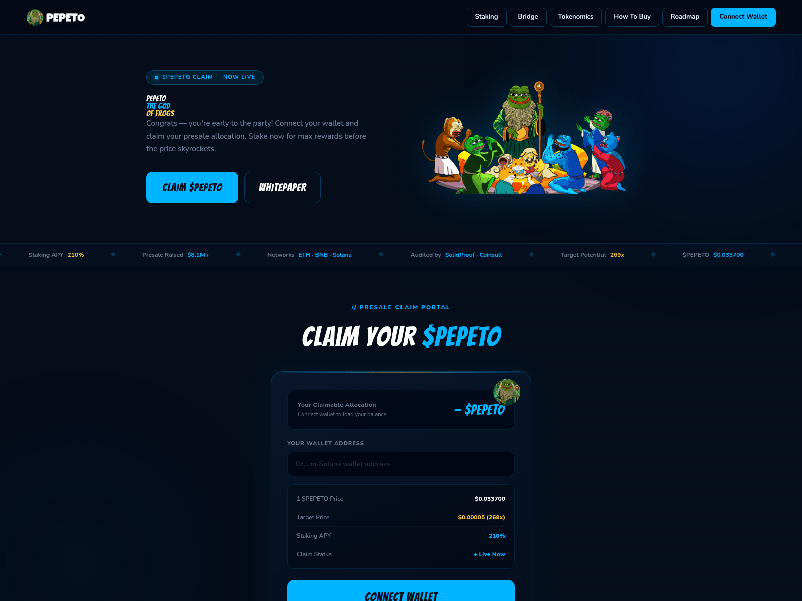 Forensic screenshot of www.pepetotoken.xyz