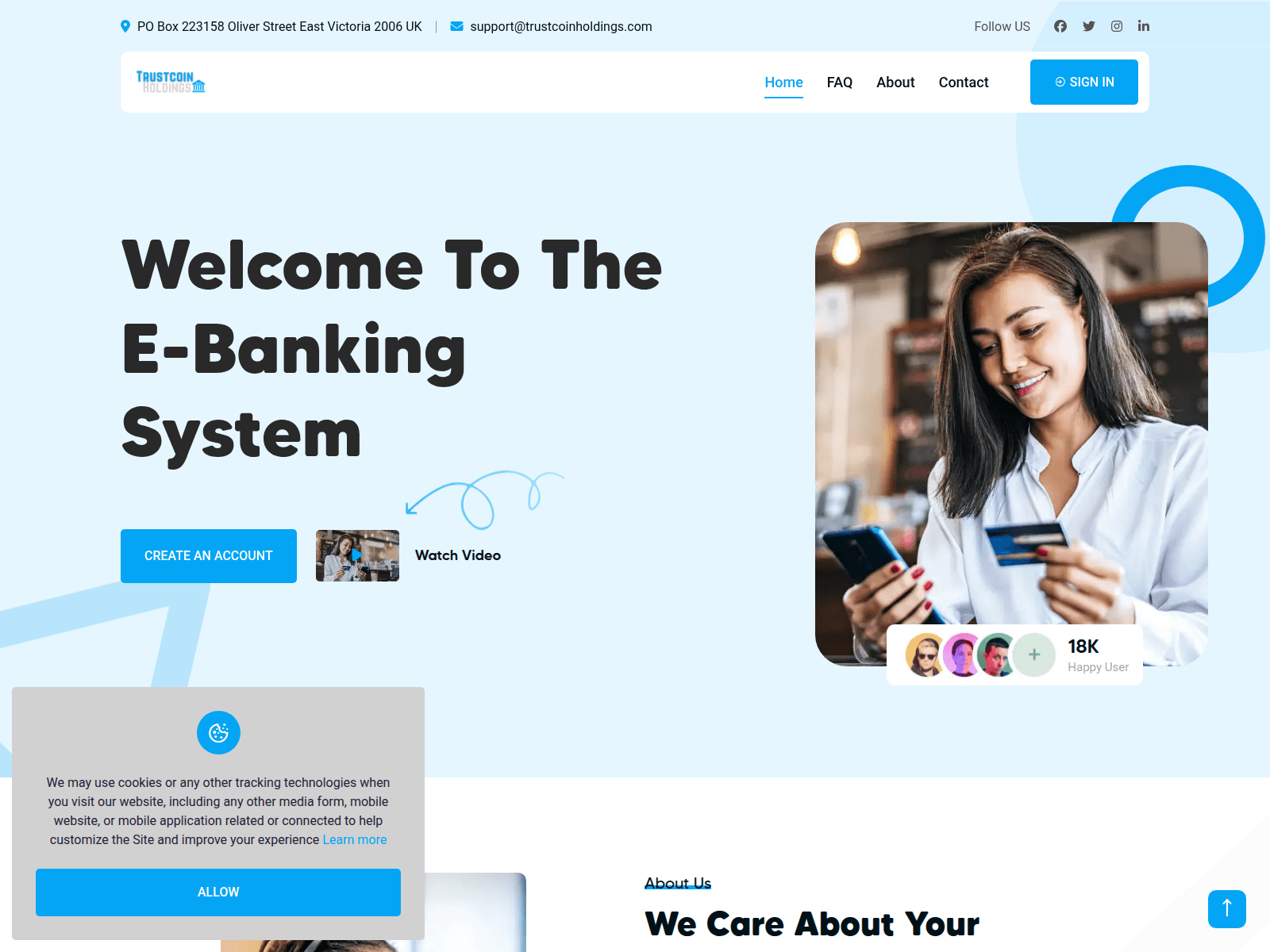 Screenshot of trustcoinholdings.com