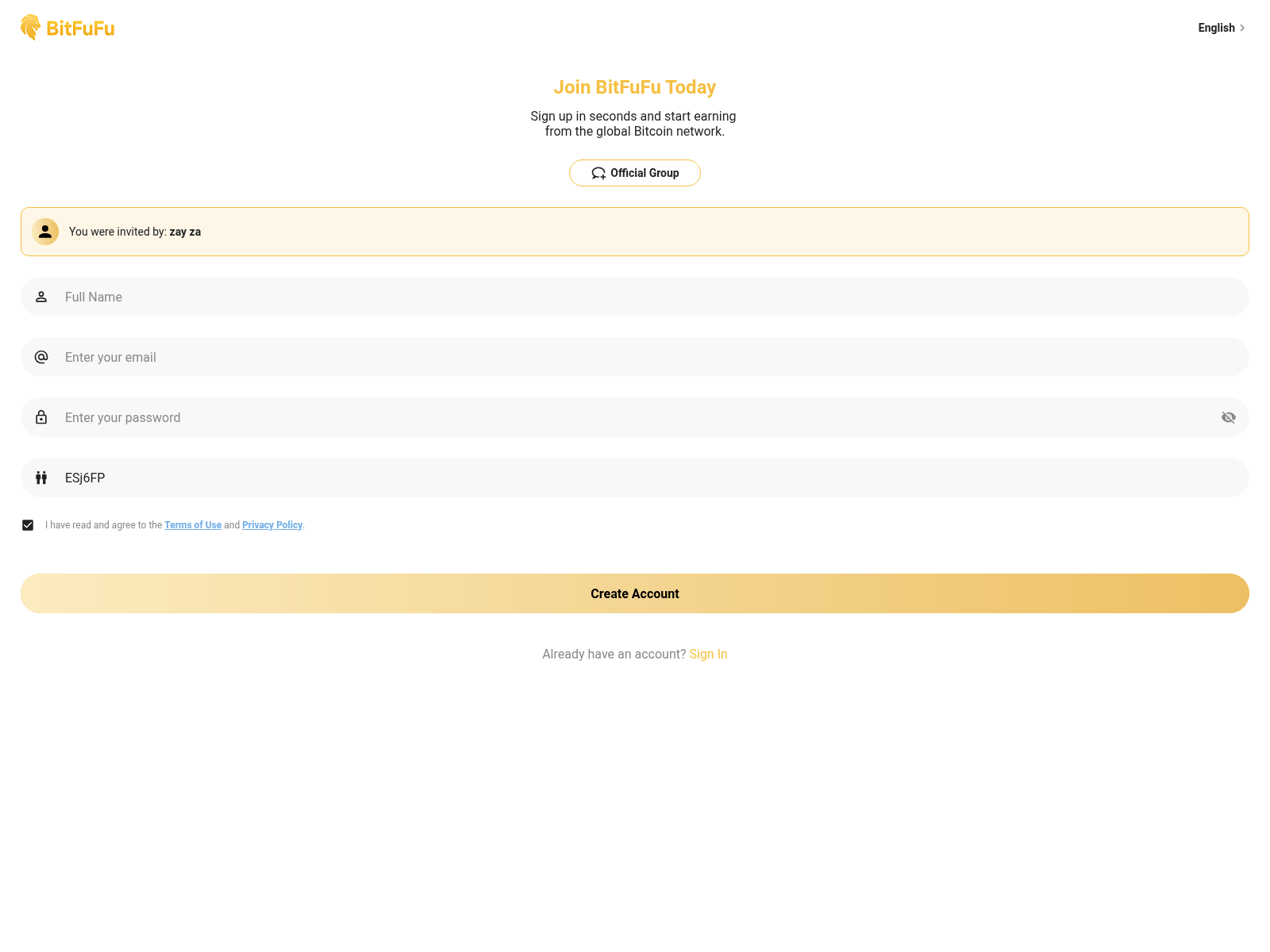 Screenshot of bitfufugold.com
