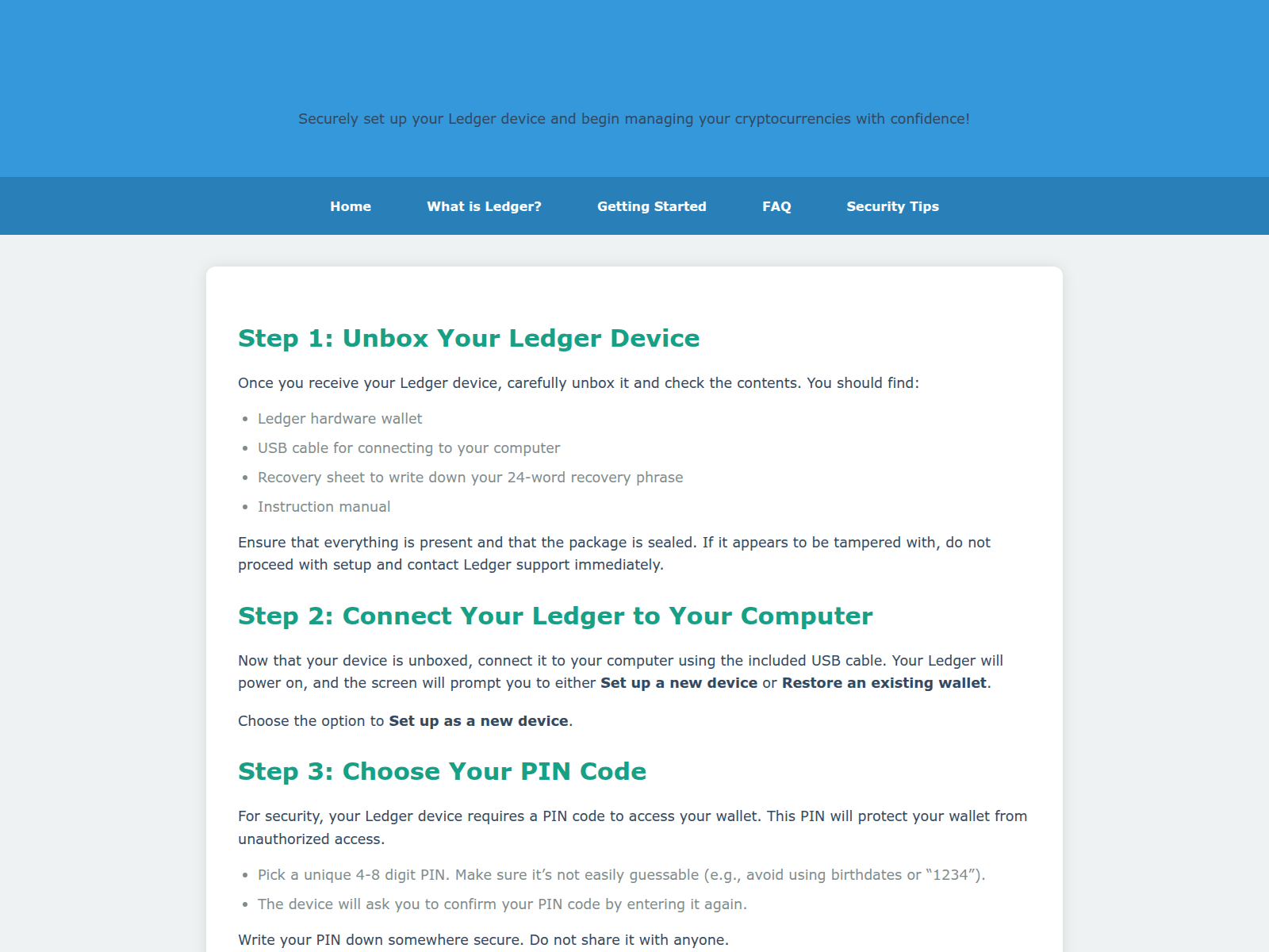 Screenshot of welcomeledger.pages.dev