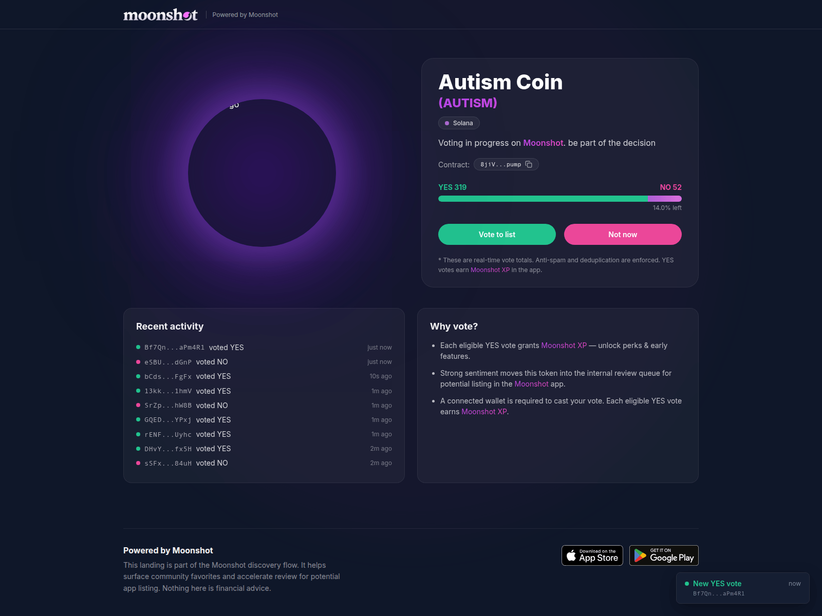 Screenshot of moonshot-list.app