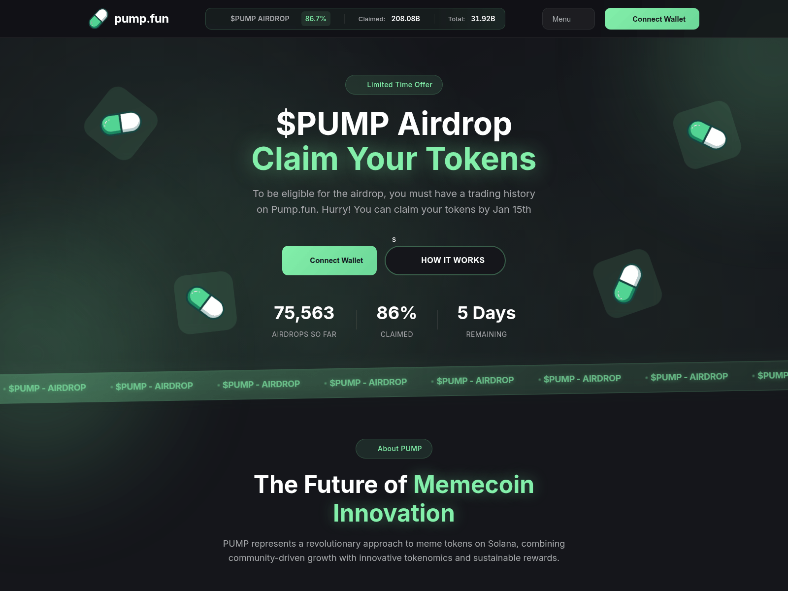 Screenshot of pumpfun-claim.pages.dev