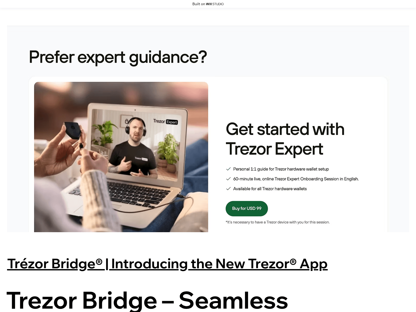 Screenshot of gettrezobridge.wixstudio.com
