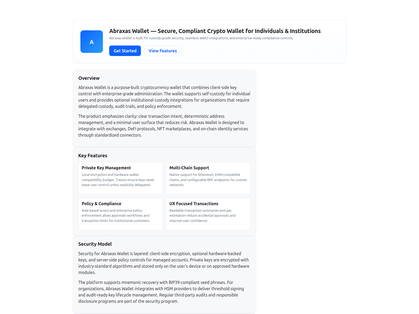 Screenshot of learn-abraxas-wallet.pages.dev