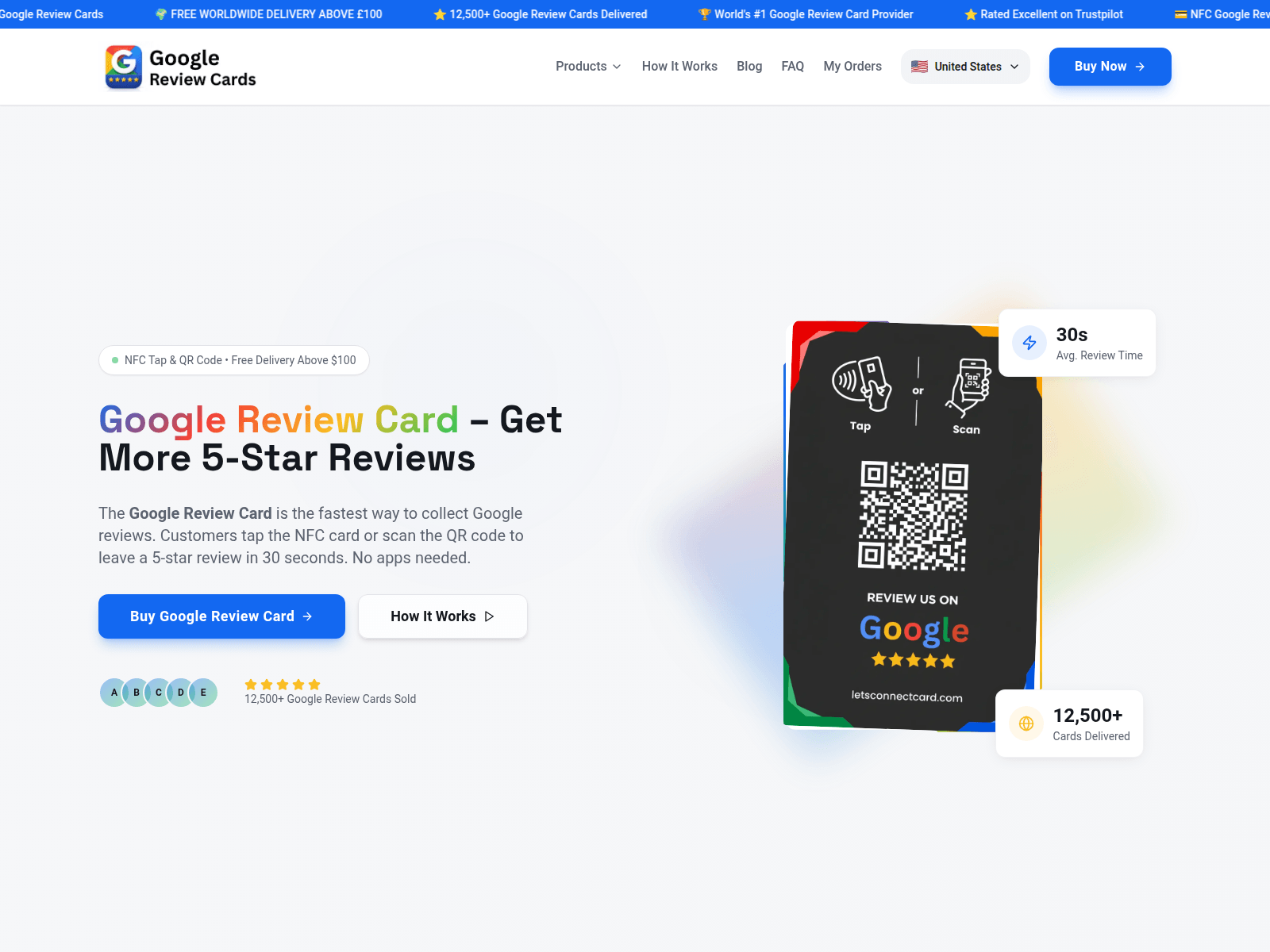 Screenshot of us.google-reviewcards.com