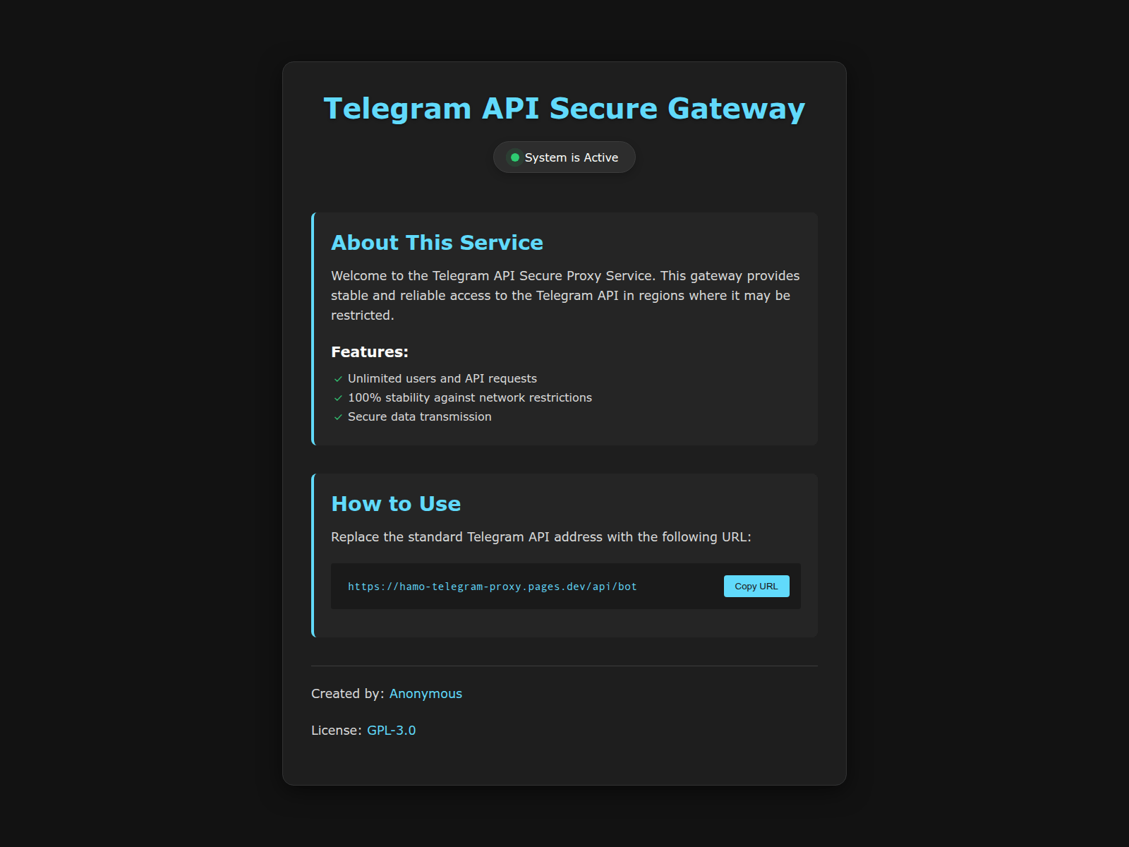 Forensic screenshot of hamo-telegram-proxy.pages.dev