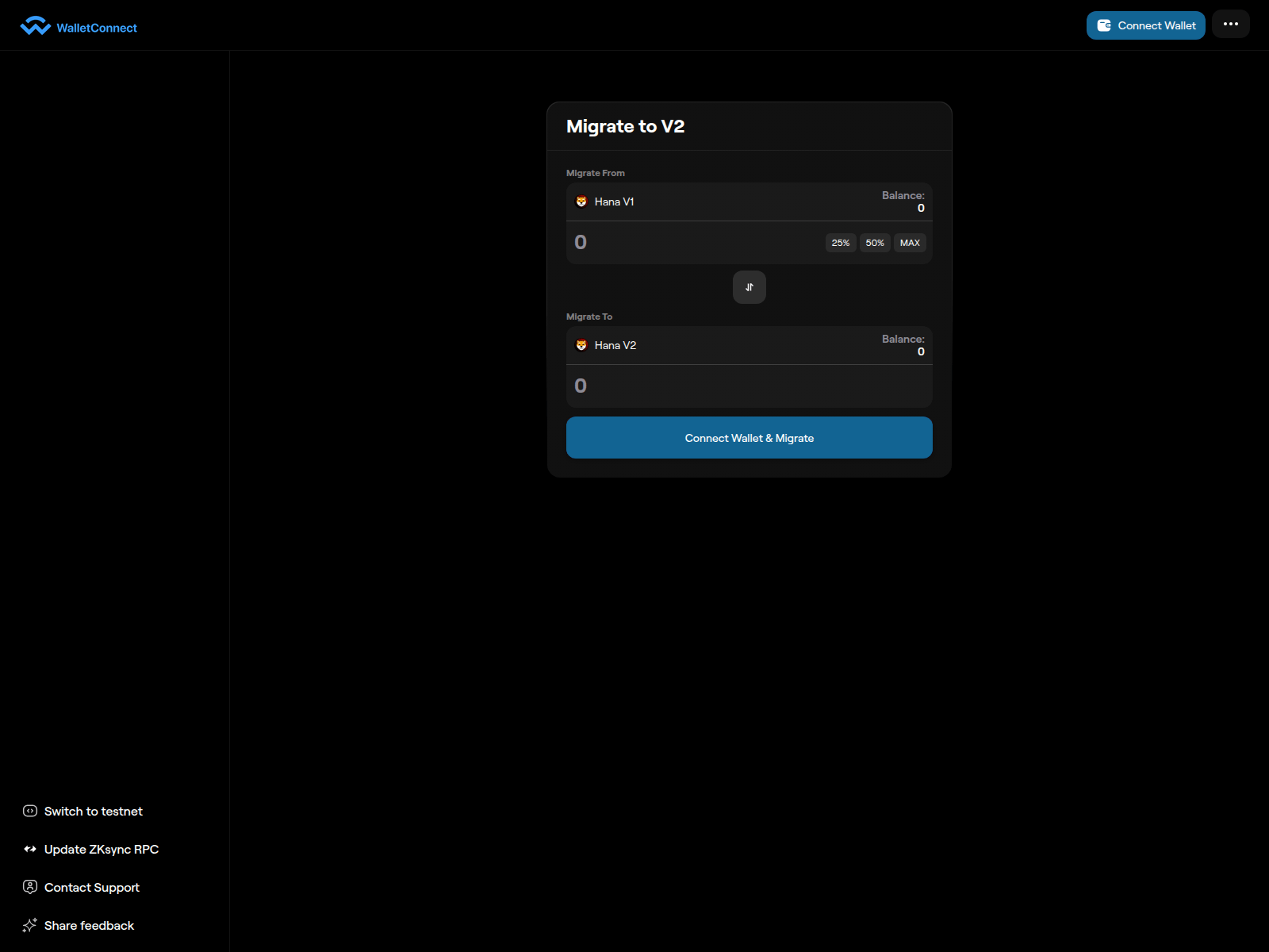 Screenshot of tokenmigrator.pages.dev