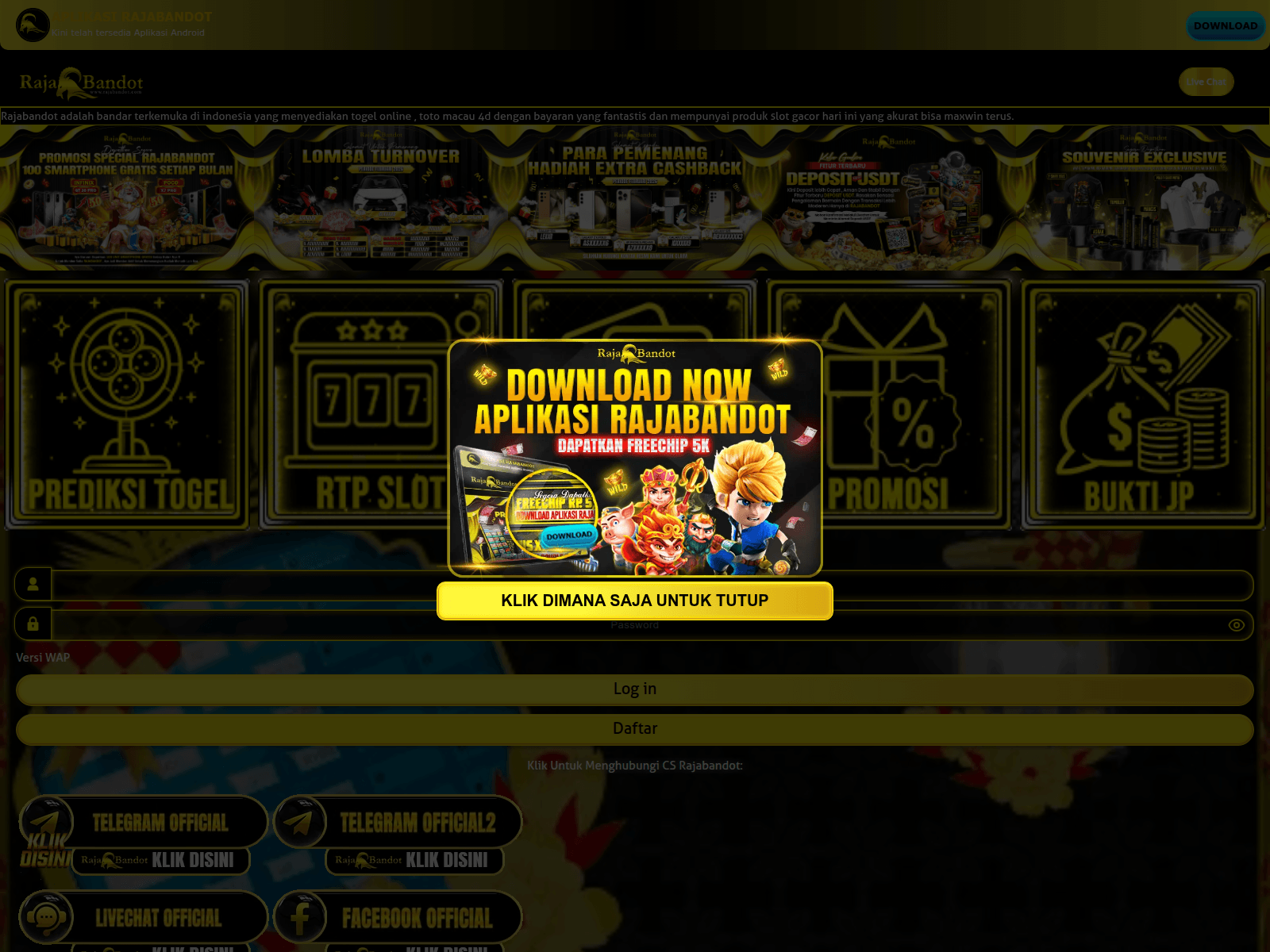 Screenshot of duadua0326h.rajabandot999.com