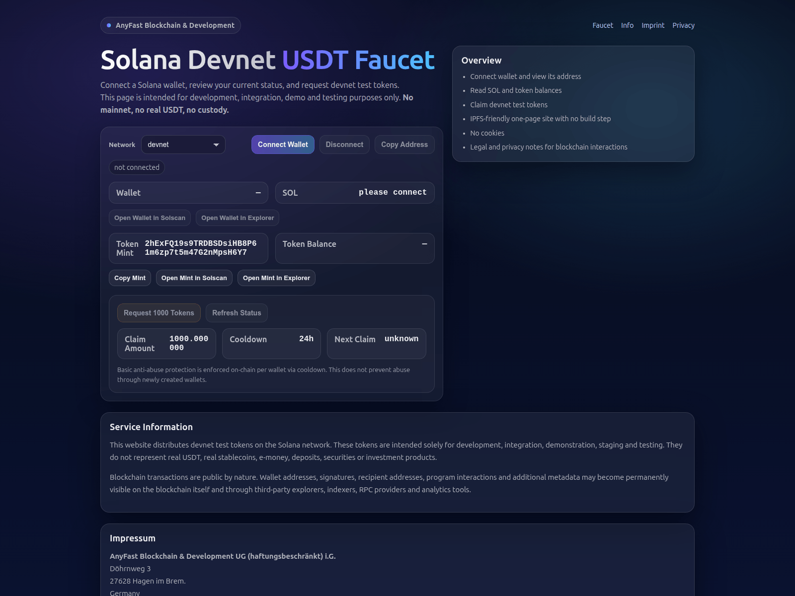 Screenshot of solana.anyfast.online