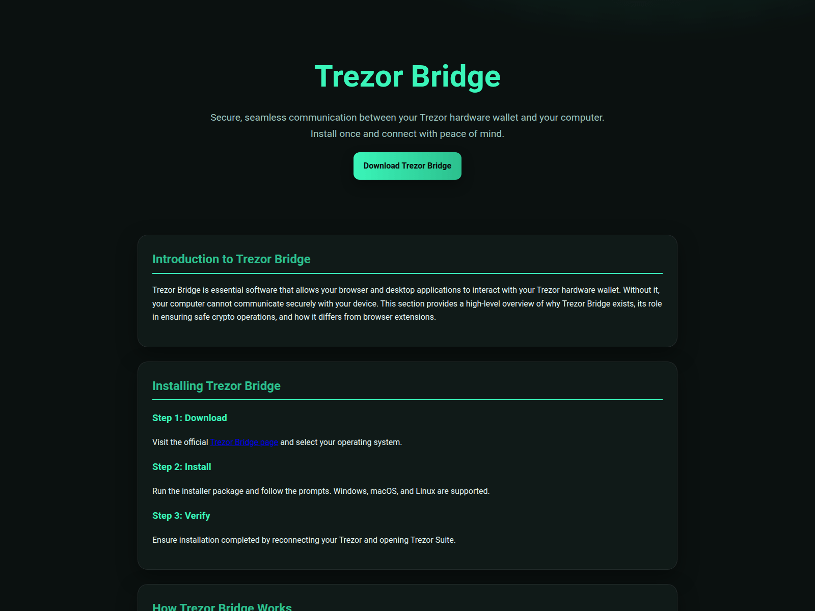 Screenshot of connect-trezarr-bridge.pages.dev