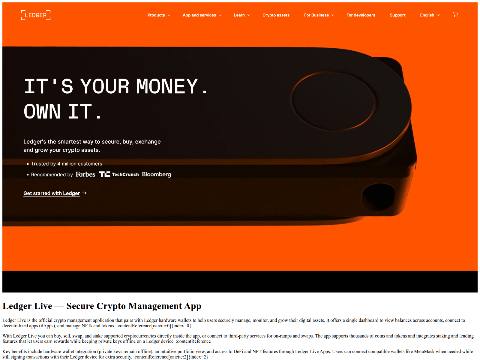 Screenshot of connect-ledgerlive-en.pages.dev