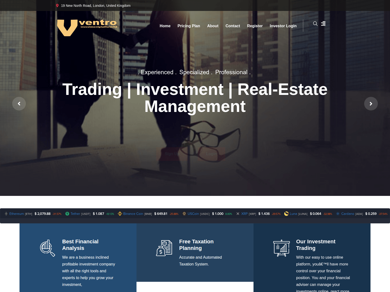 Forensic screenshot of ventroinvestmentplatformltd.trade