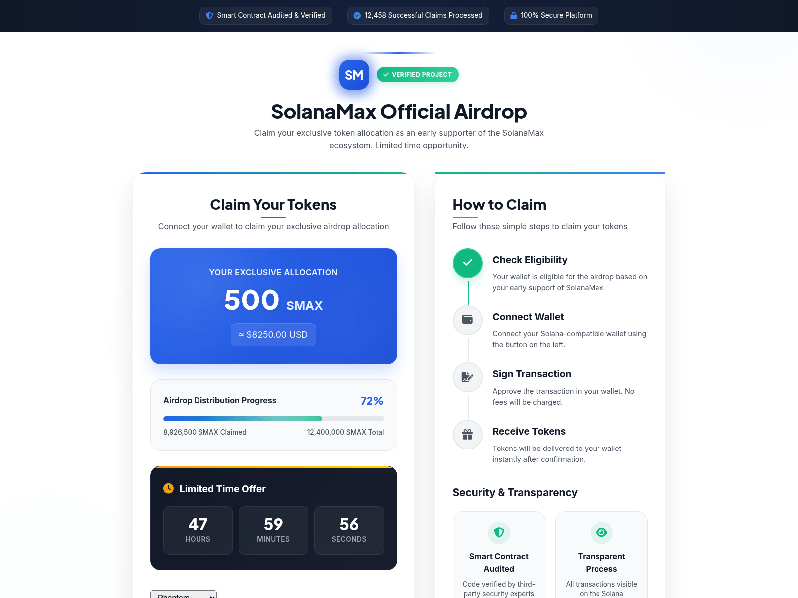 Screenshot of solanamax-airdrop.pages.dev