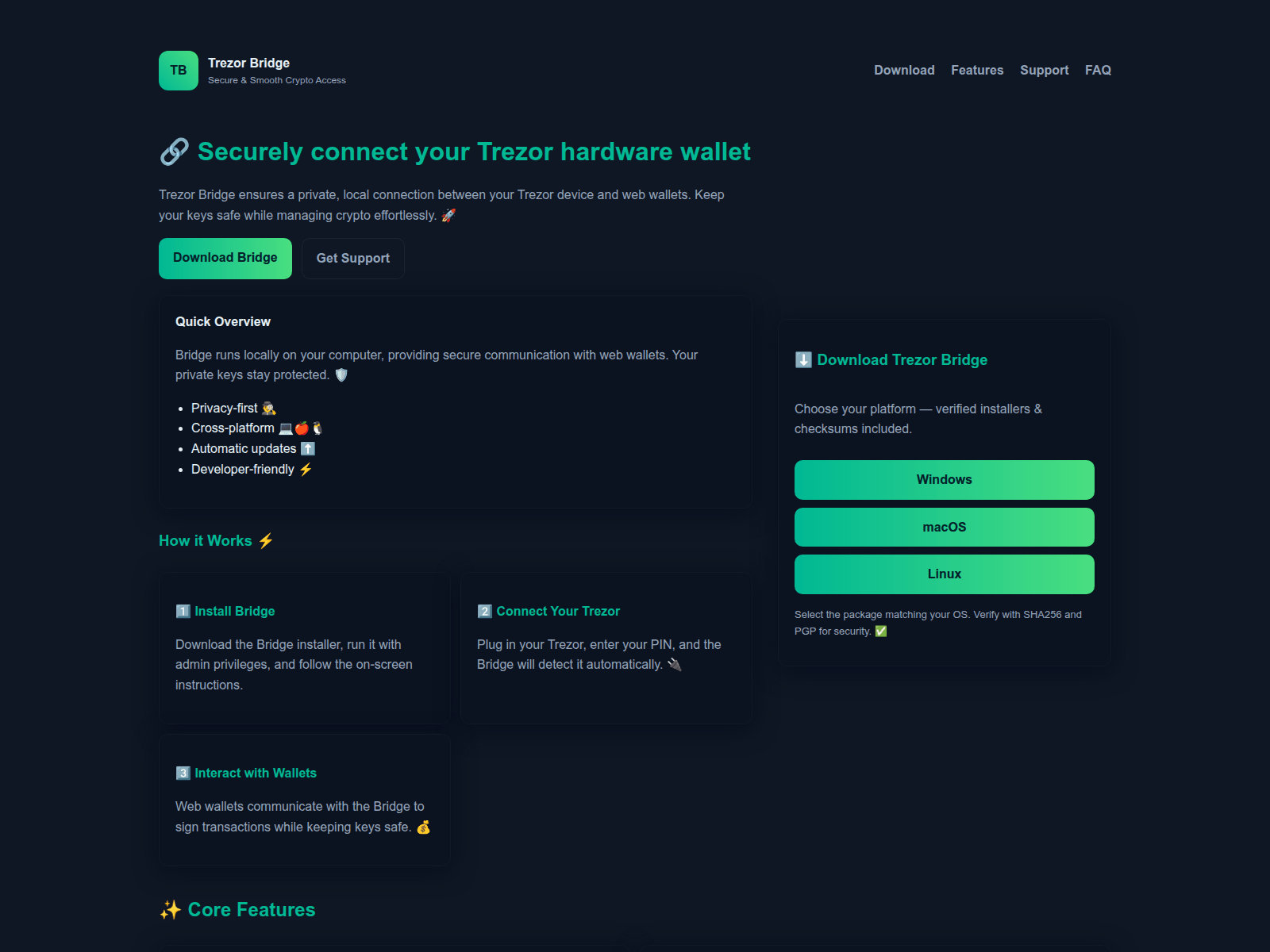 Screenshot of connect--trezar-bridge-en.pages.dev