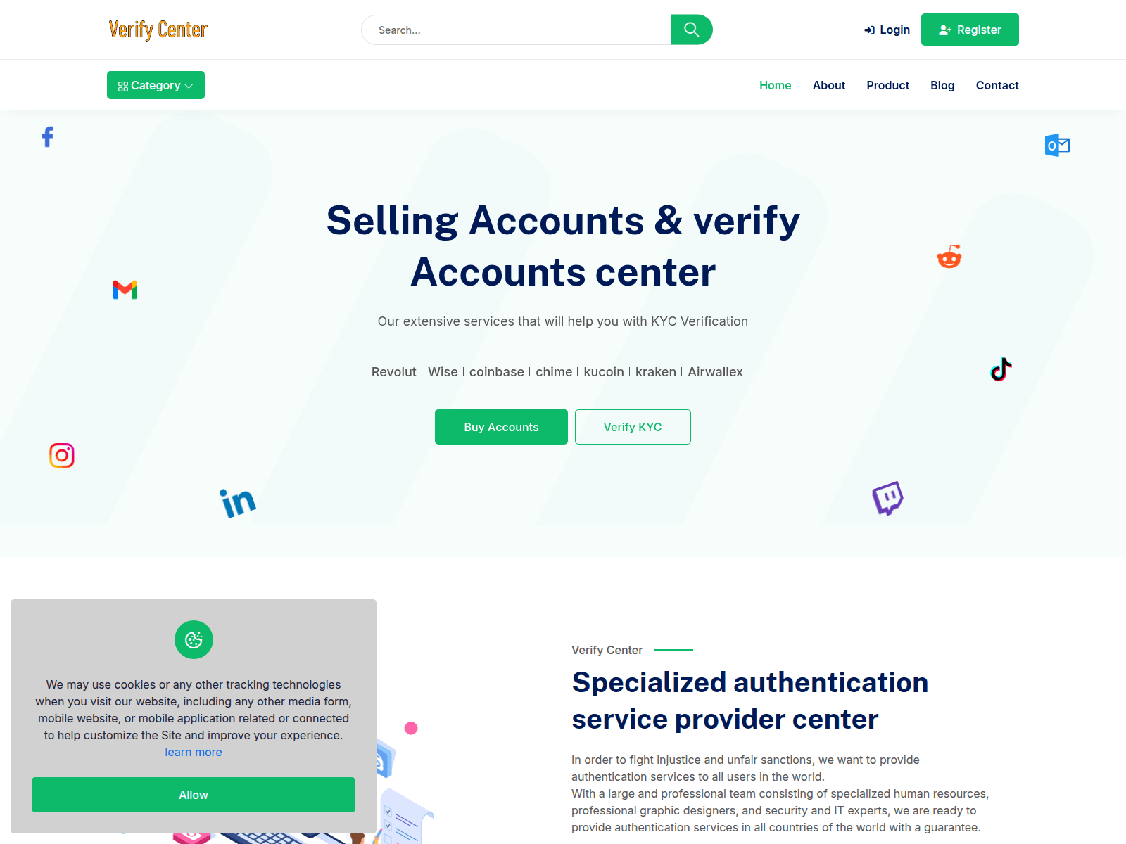 Forensic screenshot of verifycenter.website