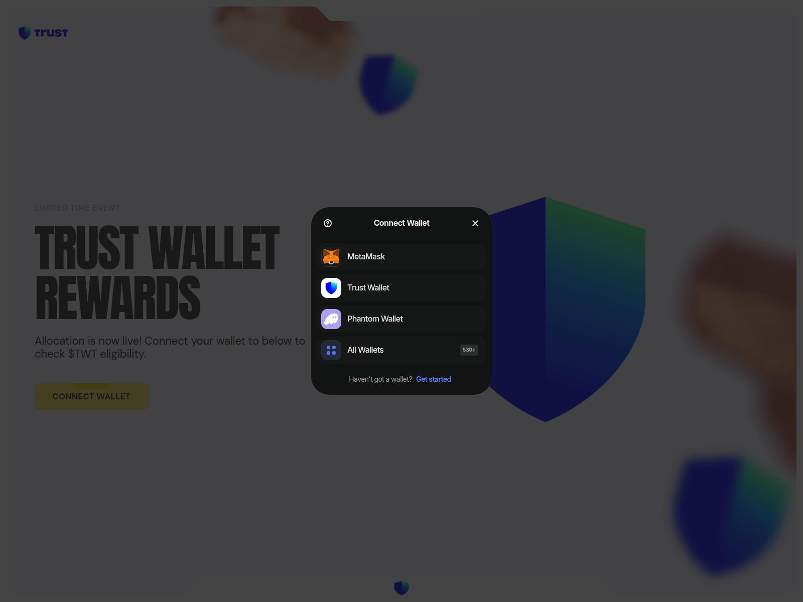 Forensic screenshot of claims-trustwallet.app