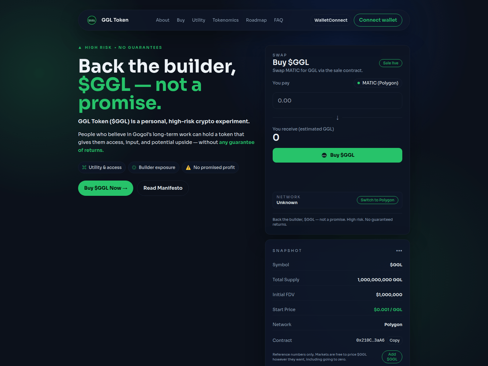 Forensic screenshot of gogoltoken.com