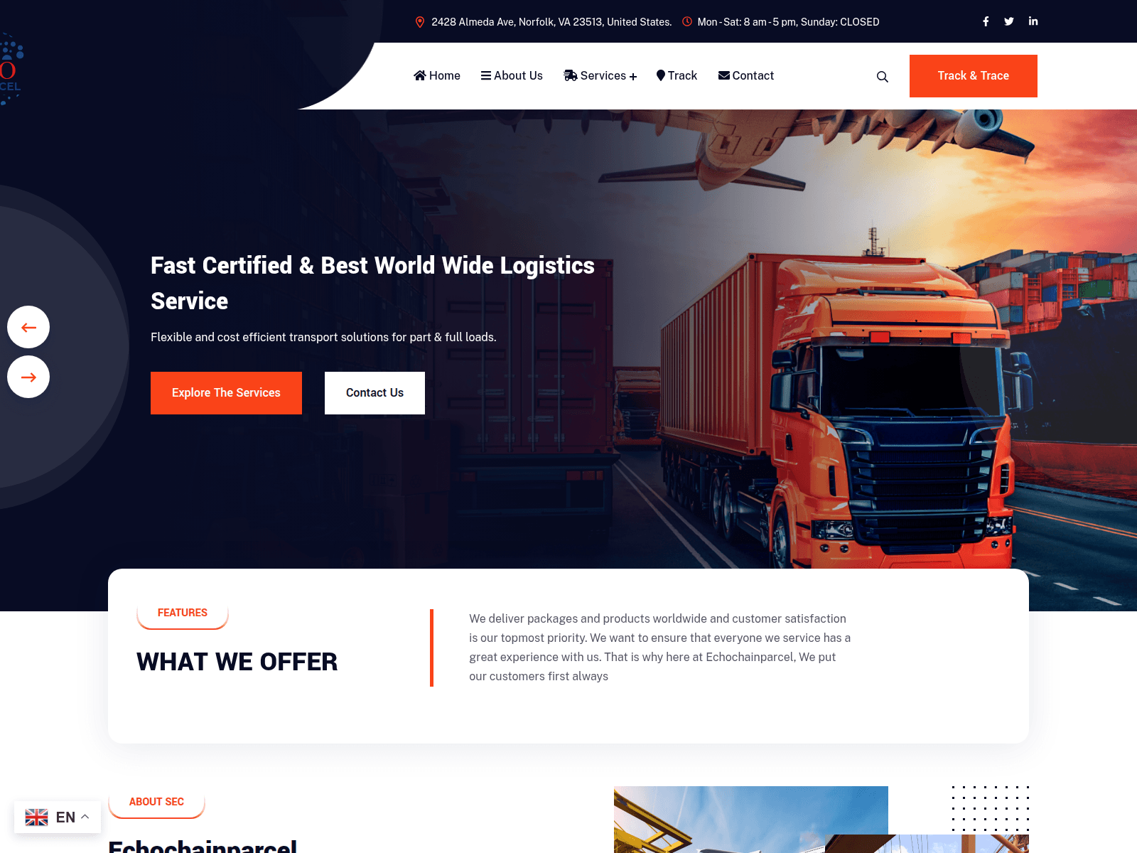 Forensic screenshot of echochainparcel.com