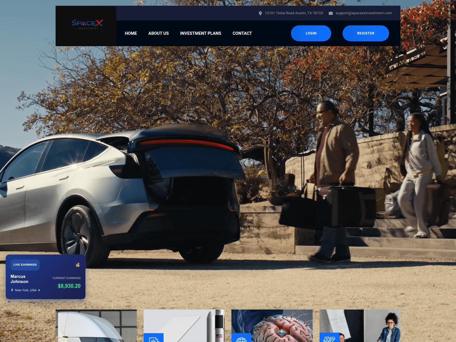 Screenshot of spacexxinvestment.com