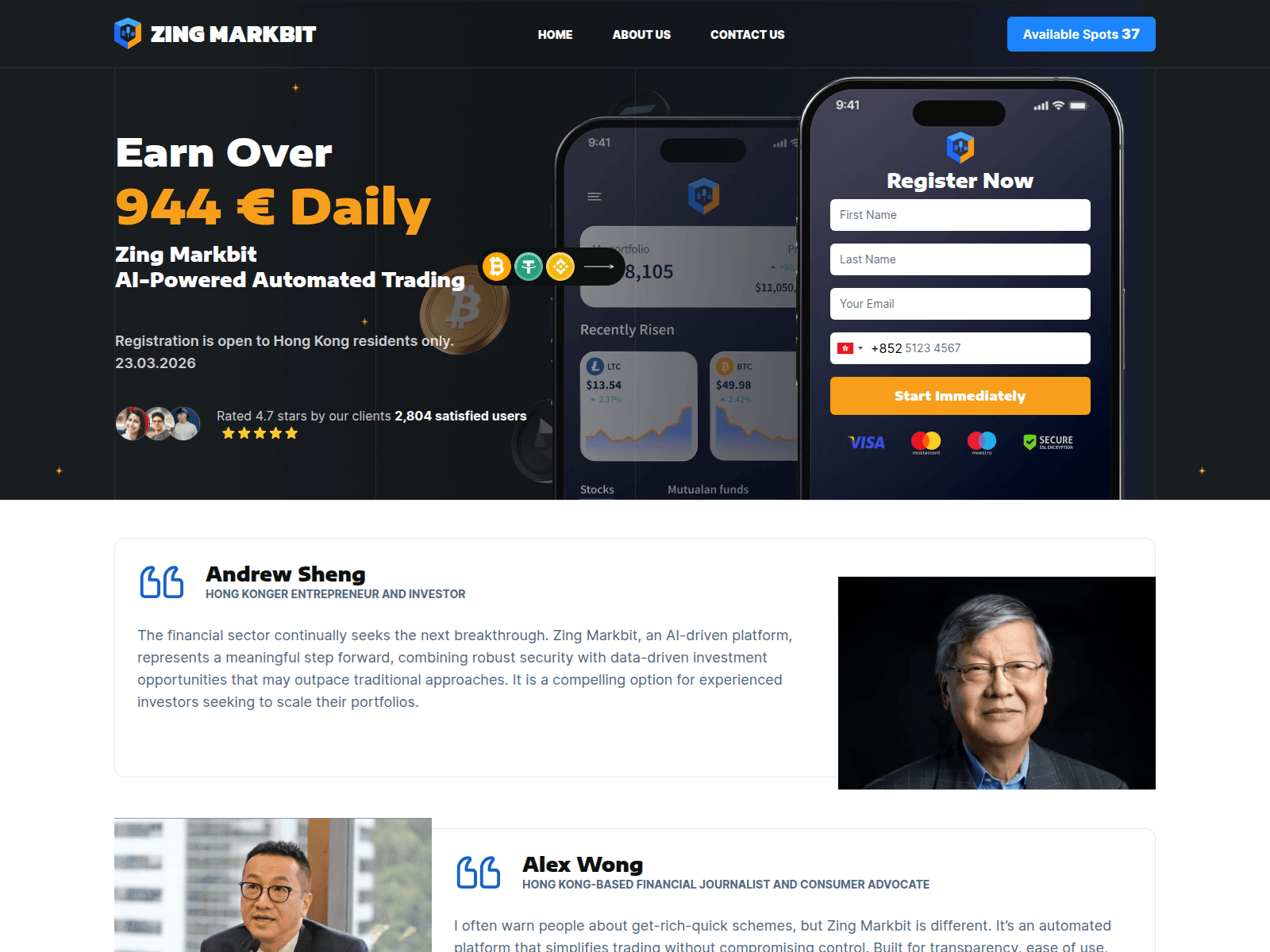 Forensic screenshot of zing-markbit.com