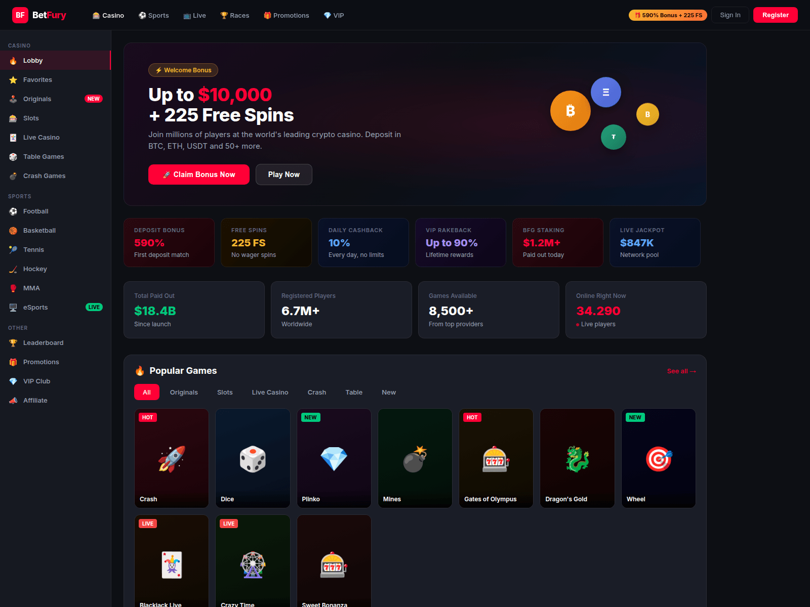 Forensic screenshot of betfurydice.com