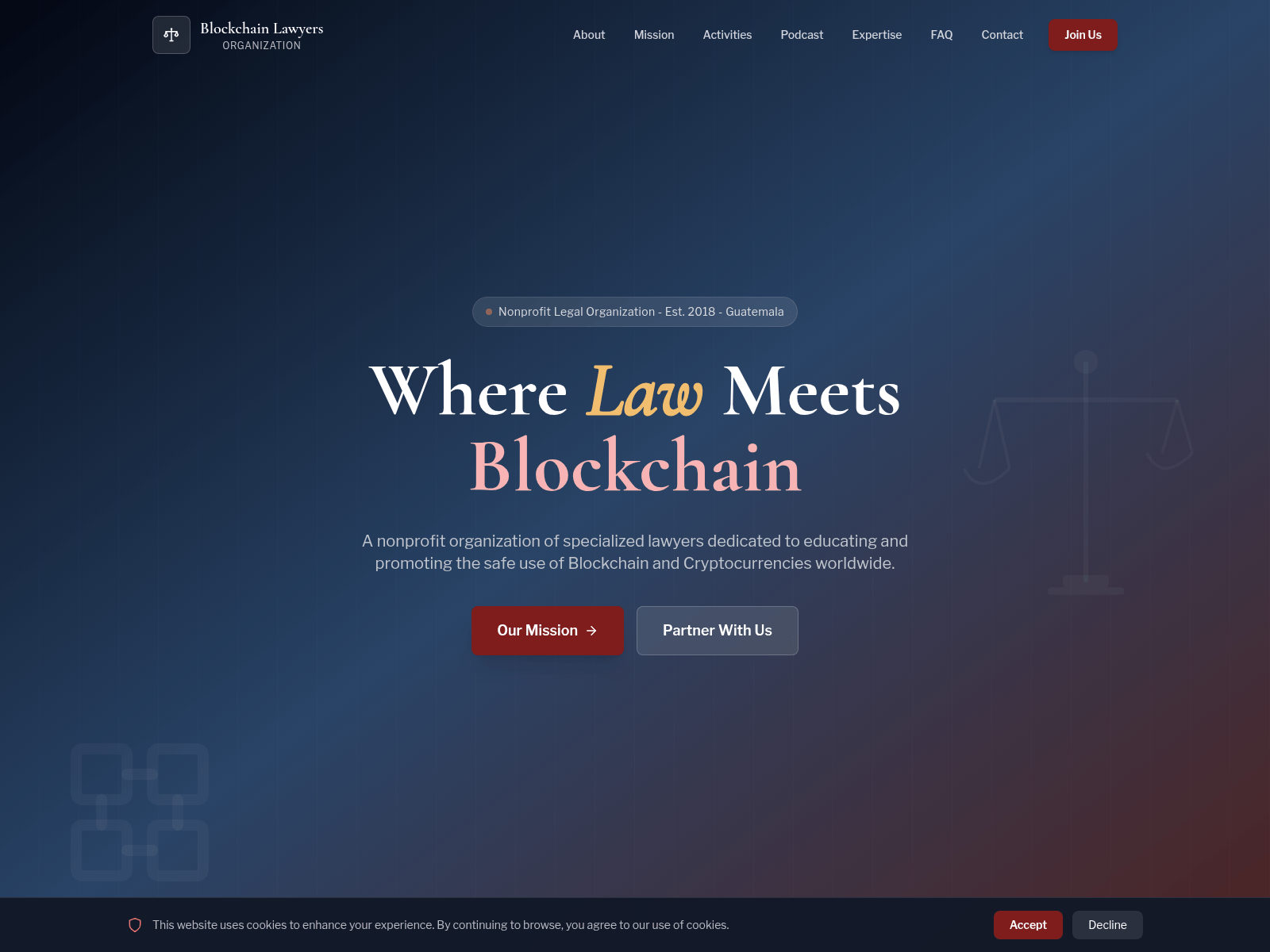 Forensic screenshot of lawforblockchain.com