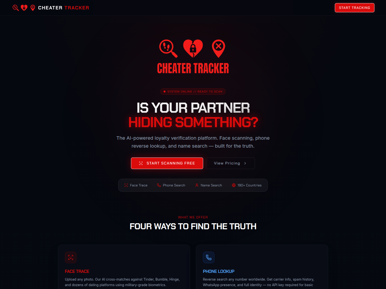 Forensic screenshot of cheatertracker.net