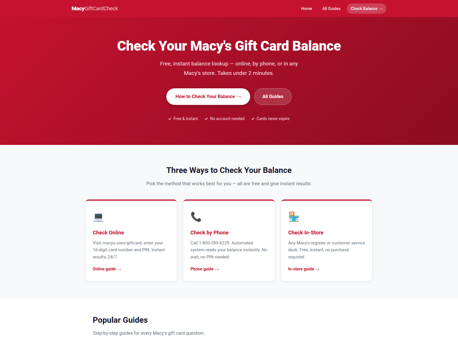 Screenshot of macygiftcardcheck.com