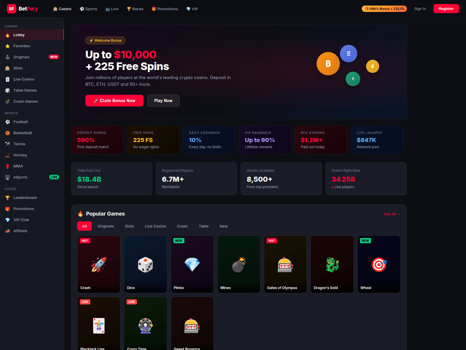 Screenshot of betfurycom.casino