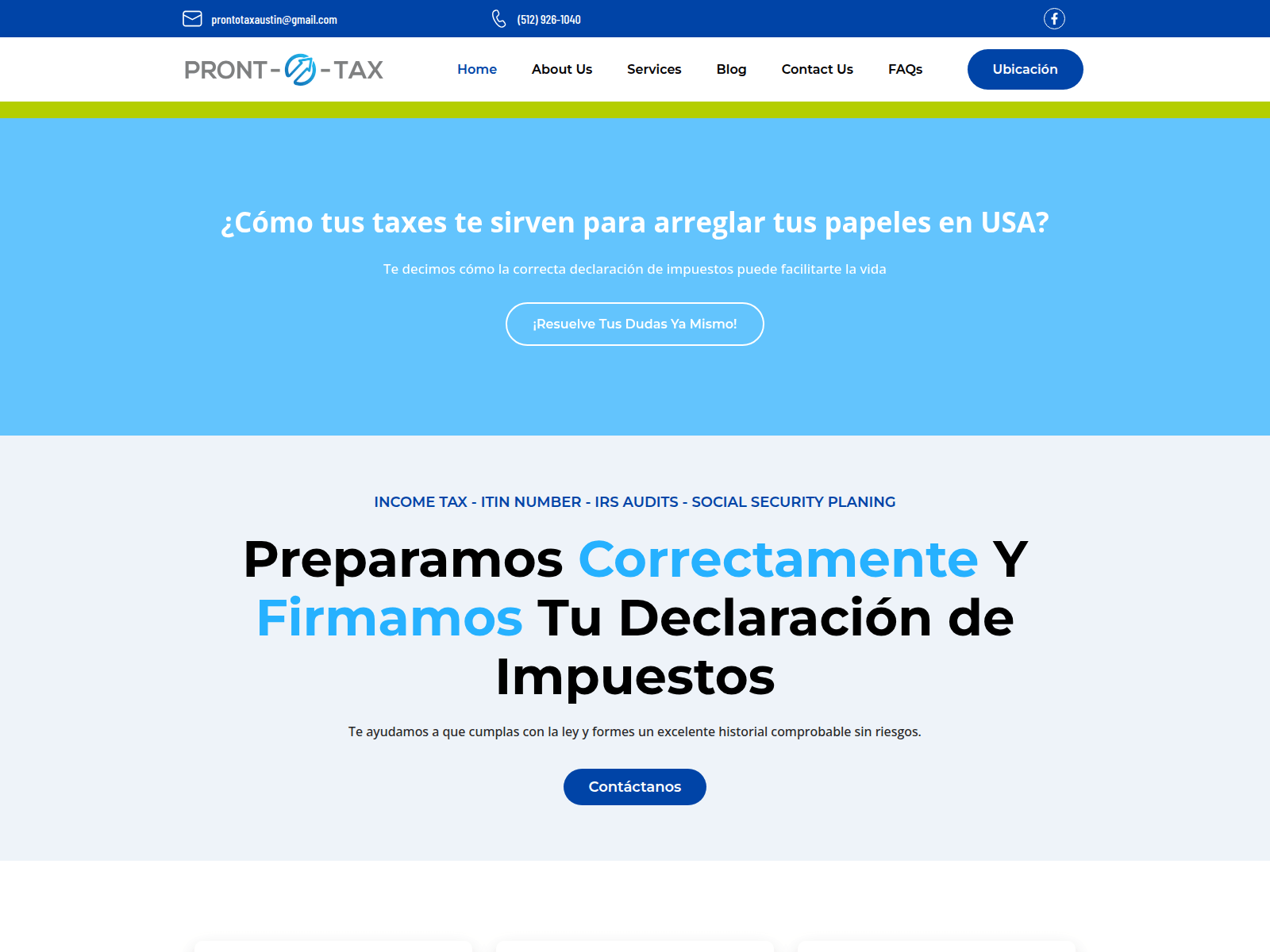 Screenshot of prontotaxaustin.com