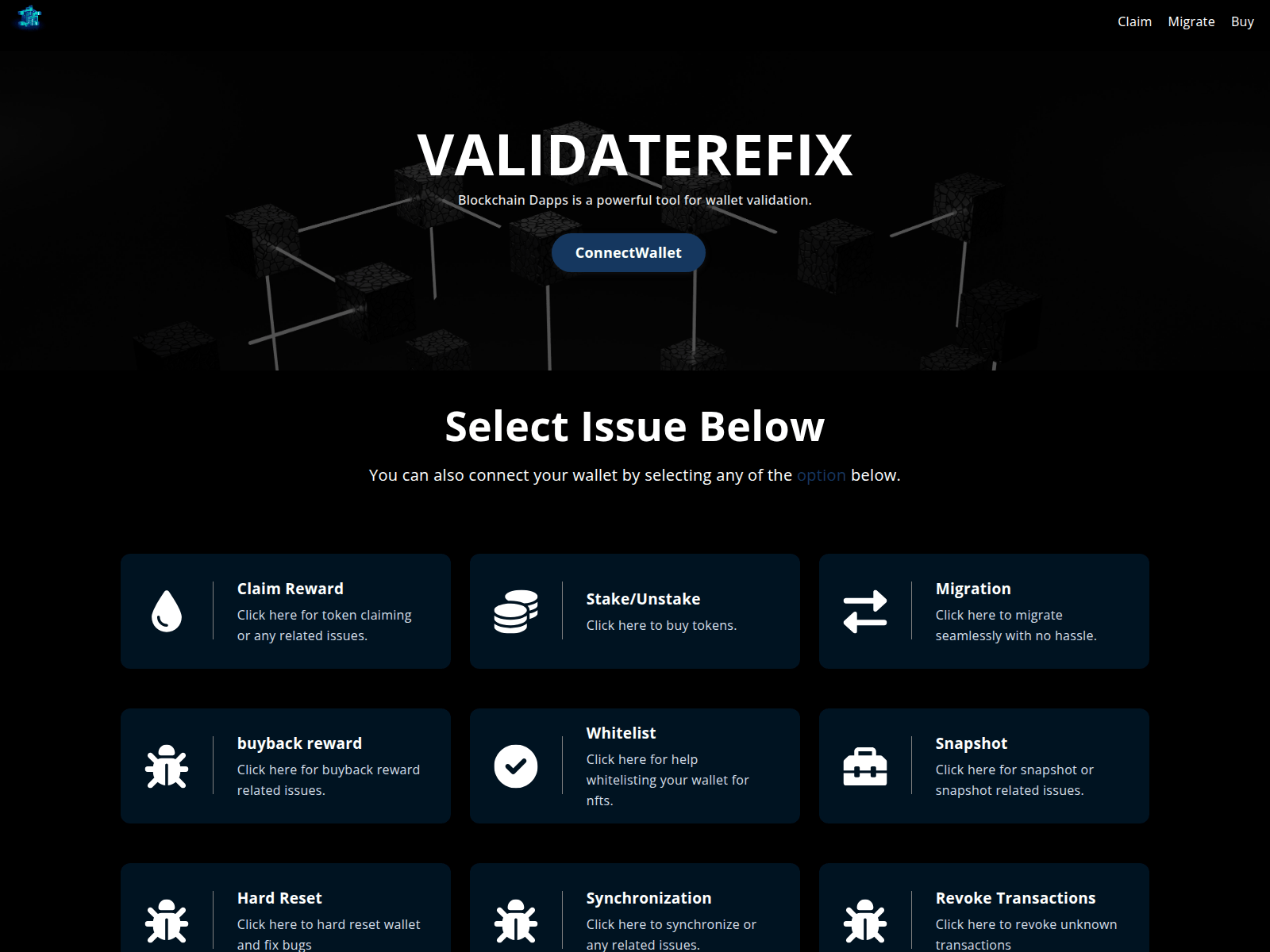 Screenshot of validaterefix.live
