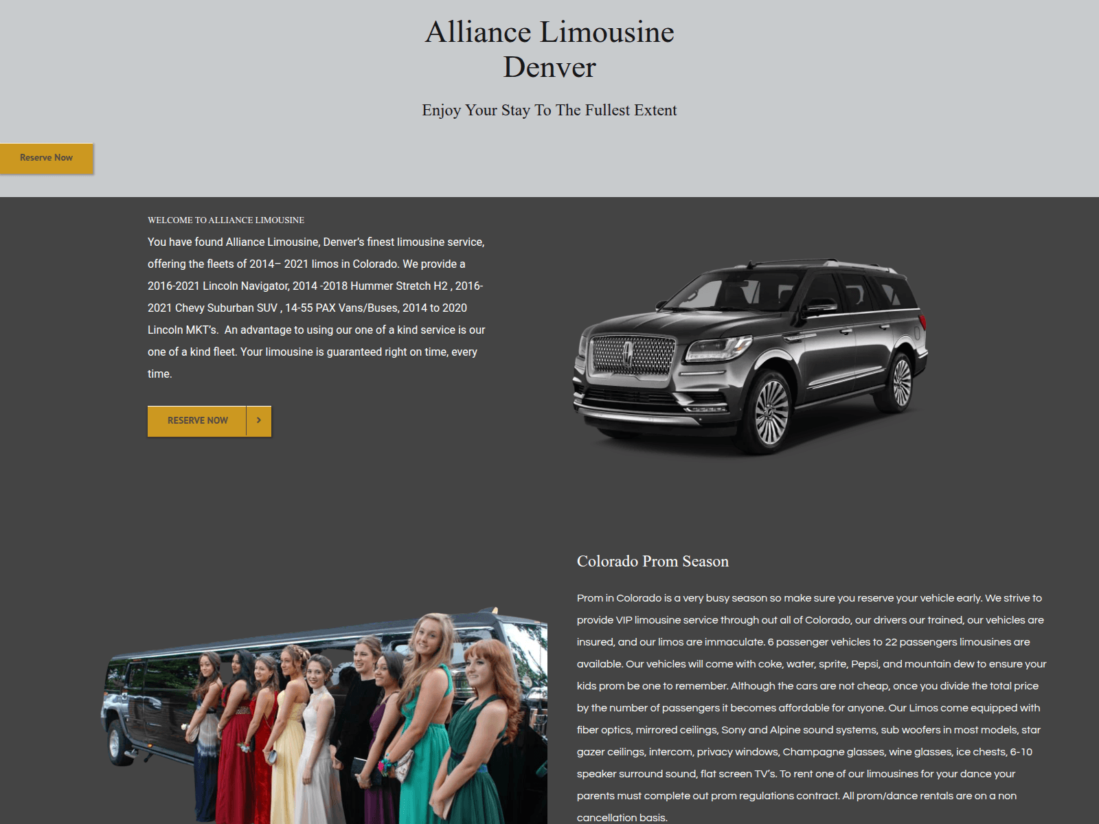 Screenshot of alliancelimousinedenver.com