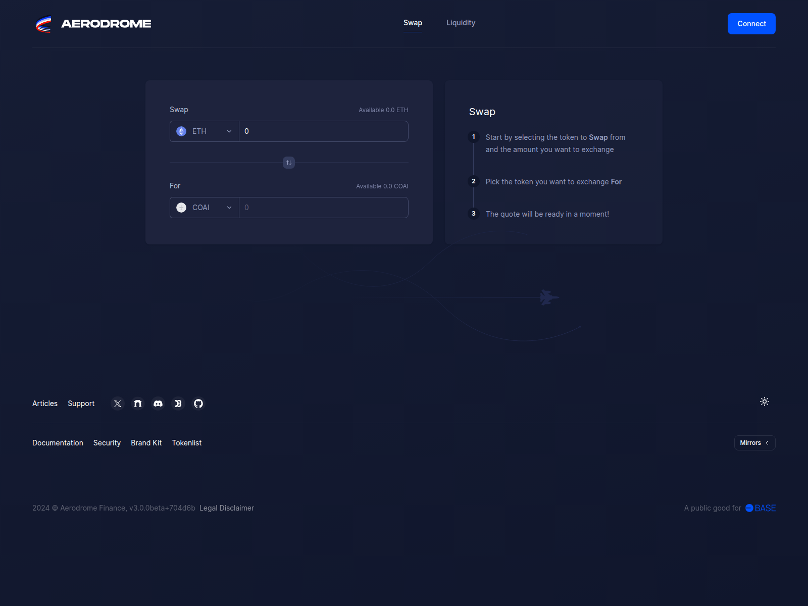 Screenshot of aerodrome-finance-coai-swap.pages.dev