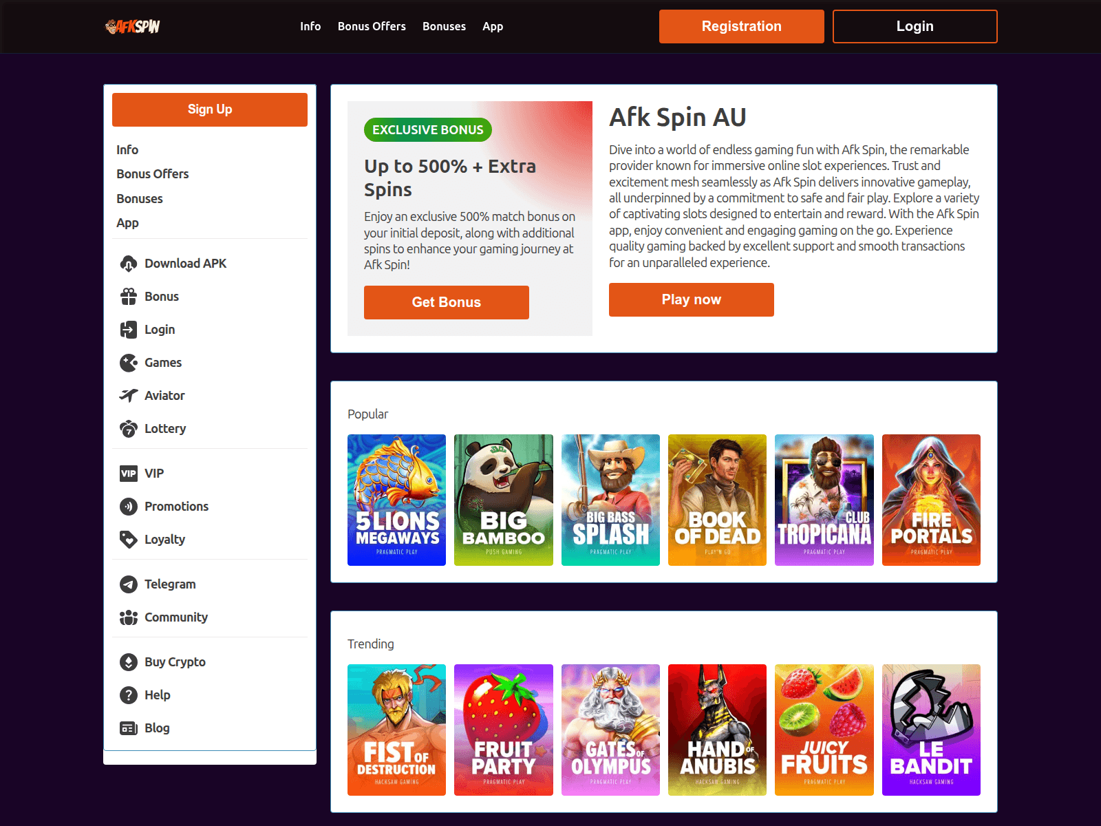 Forensic screenshot of afkspinau.com