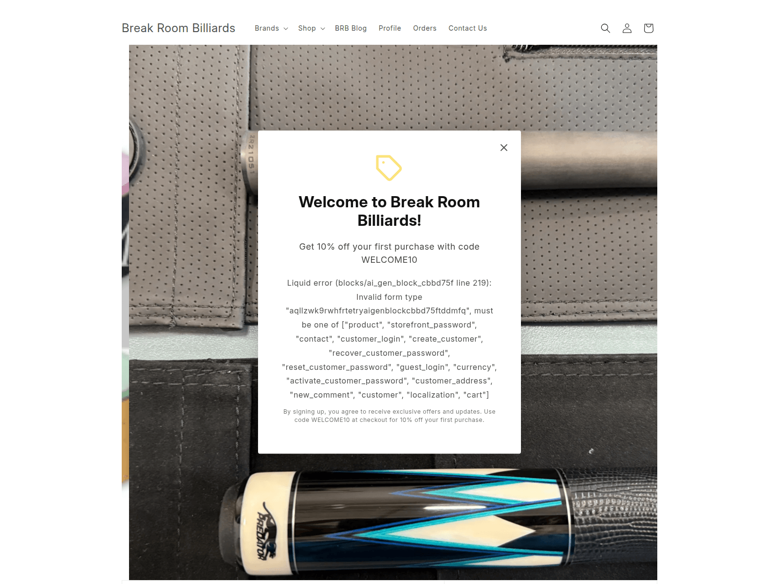 Screenshot of breakroombilliards.co