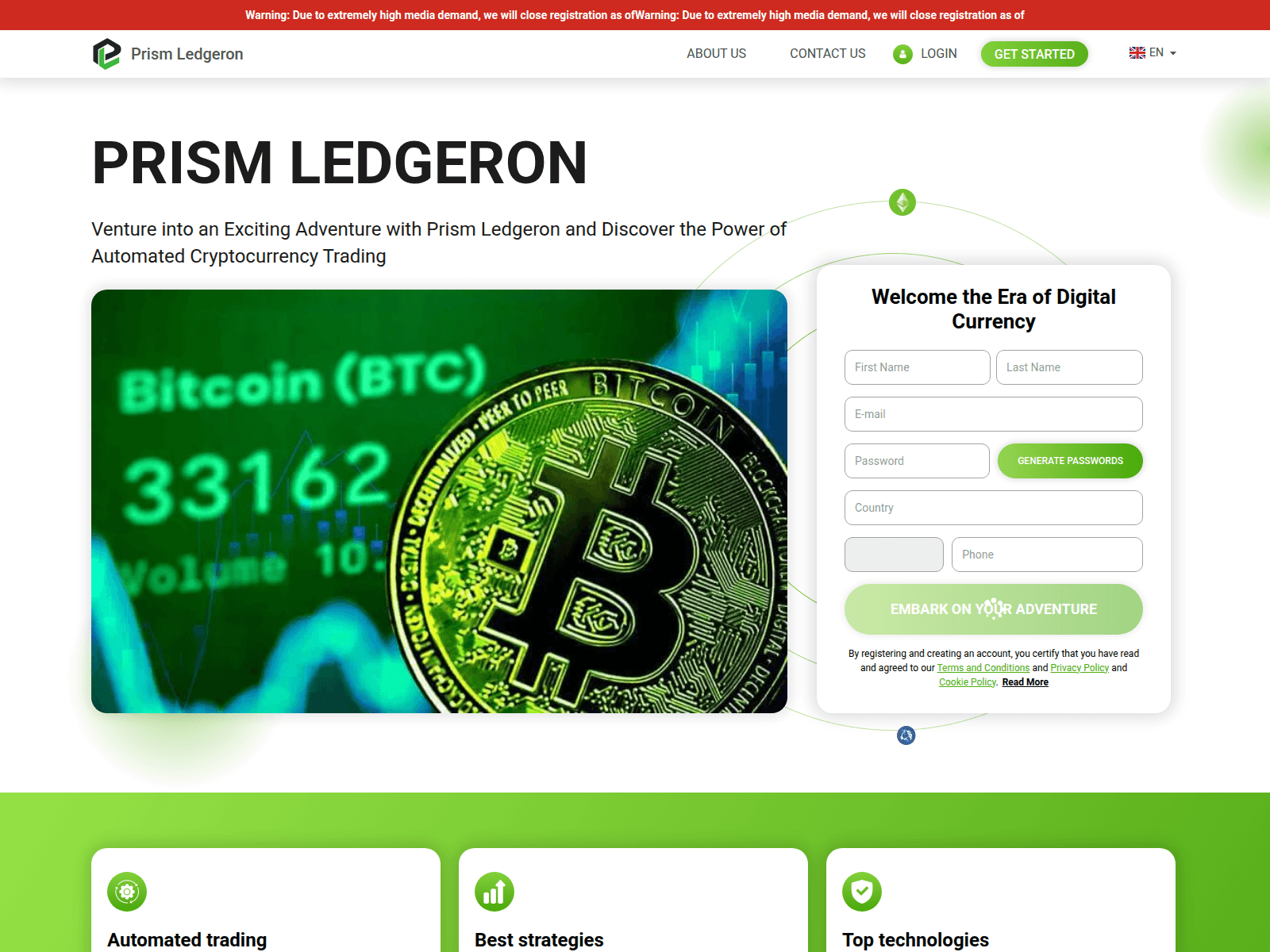 Screenshot of prismledgeronsoftware-com.financecryptoworld.com