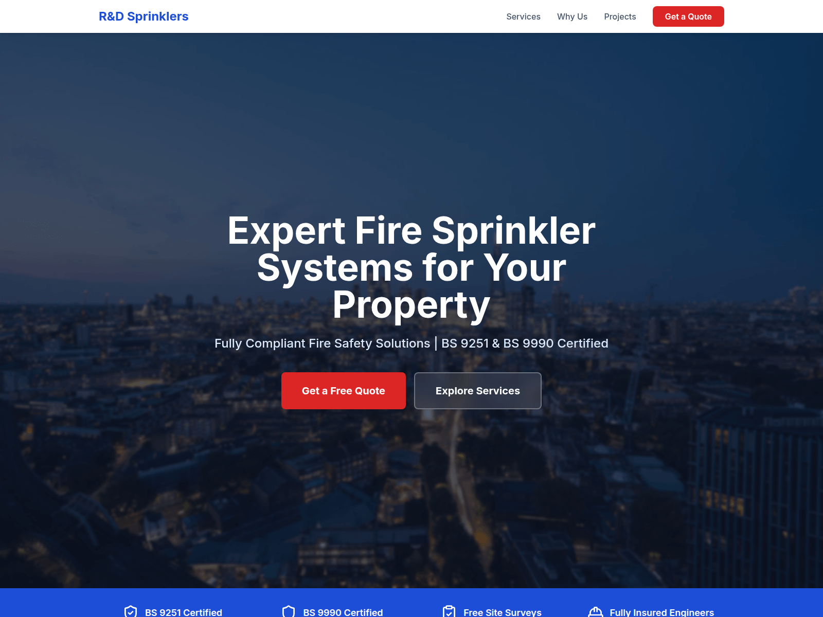 Screenshot of randdsprinklers.co.uk