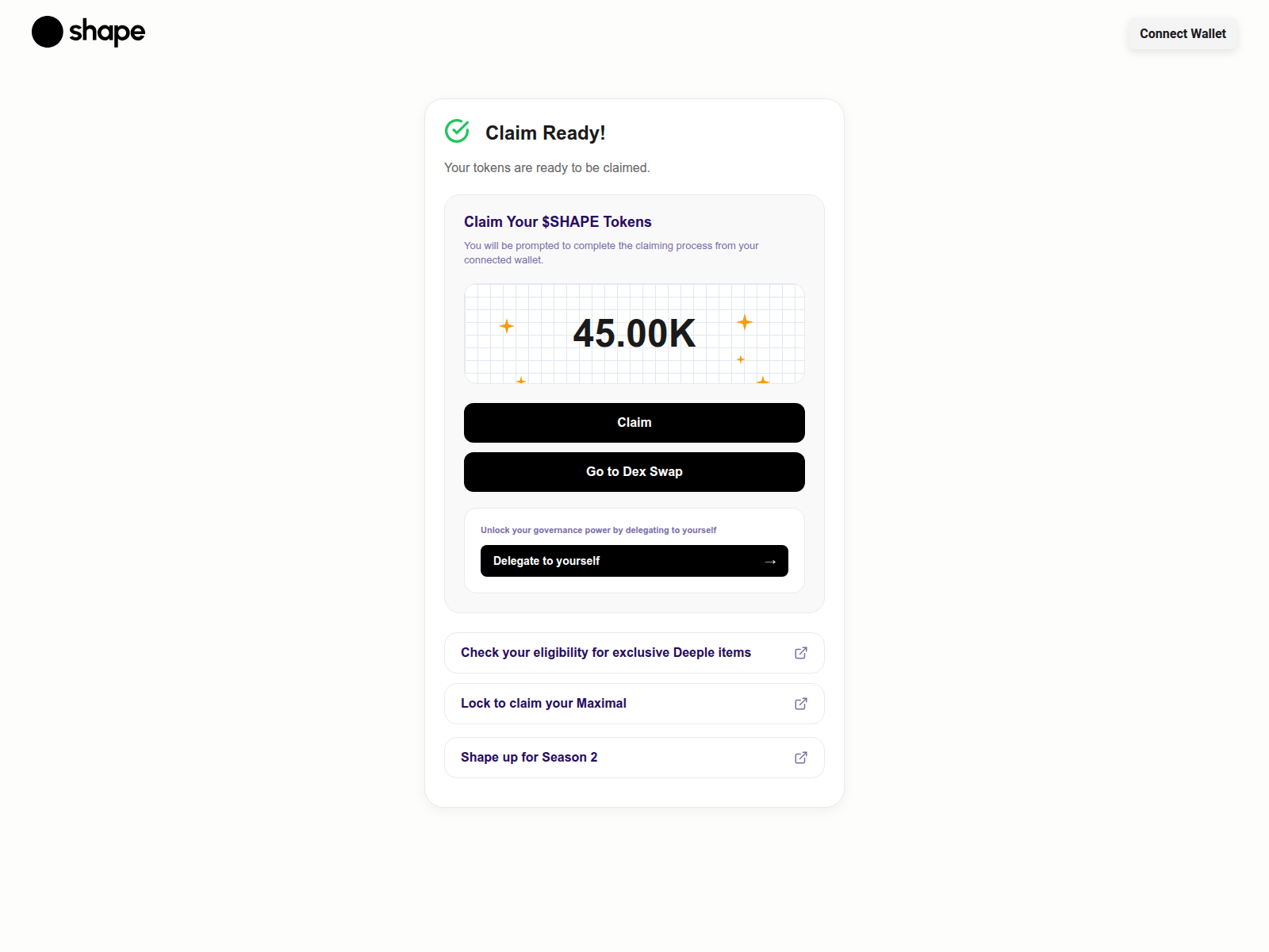 Forensic screenshot of claim-shape.network