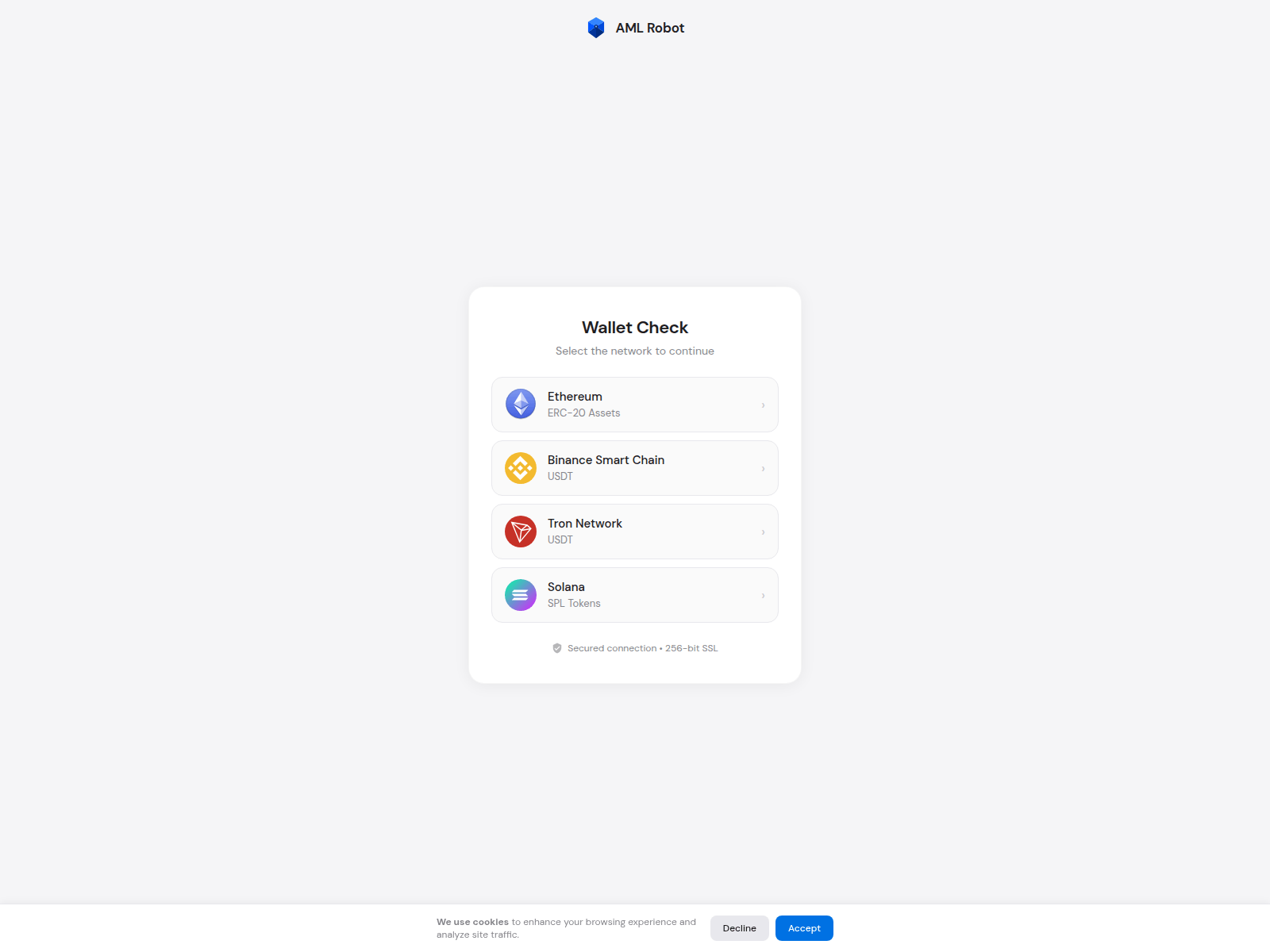 Forensic screenshot of amlrobot.app