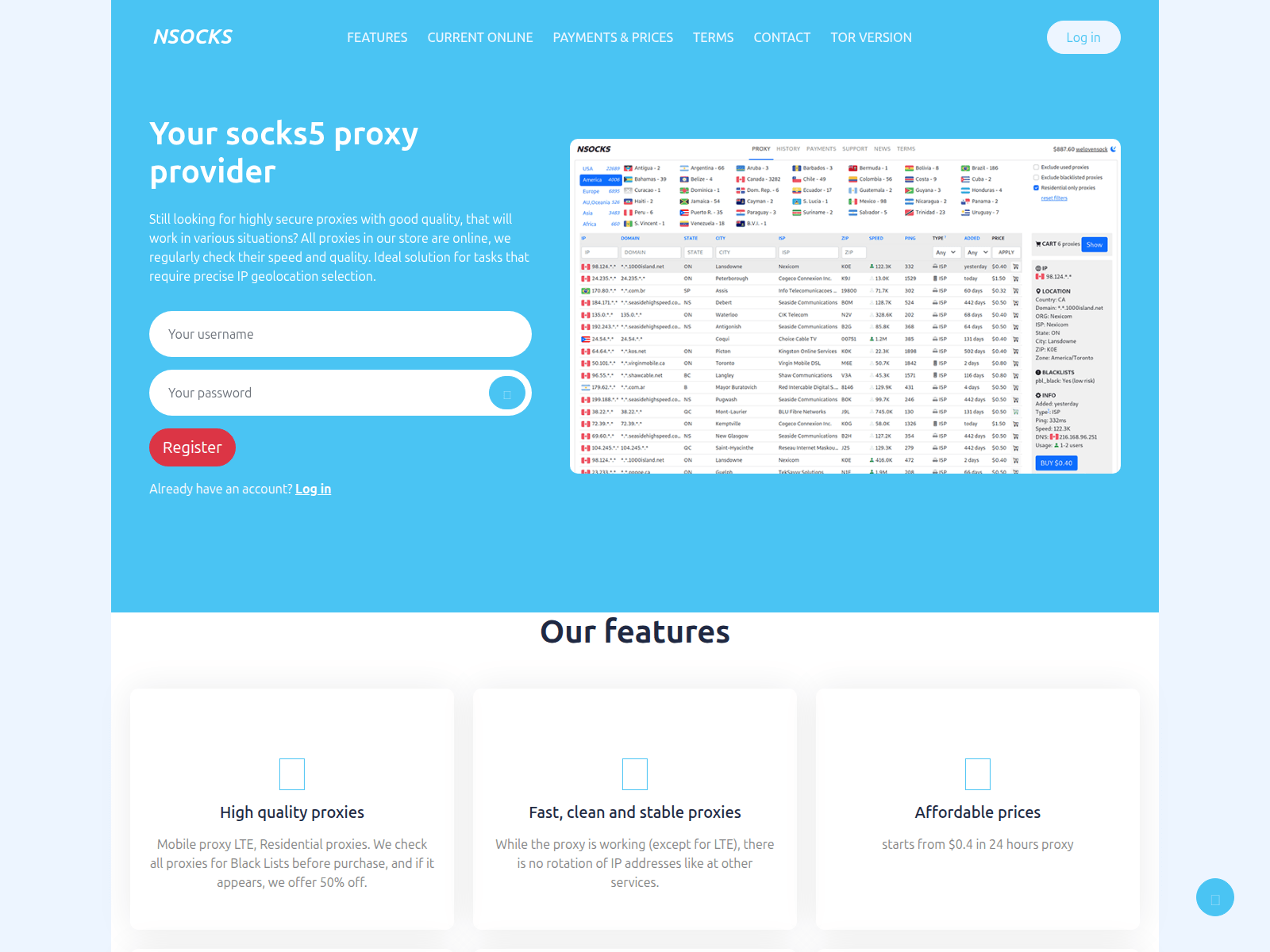 Forensic screenshot of https-nsocks.net