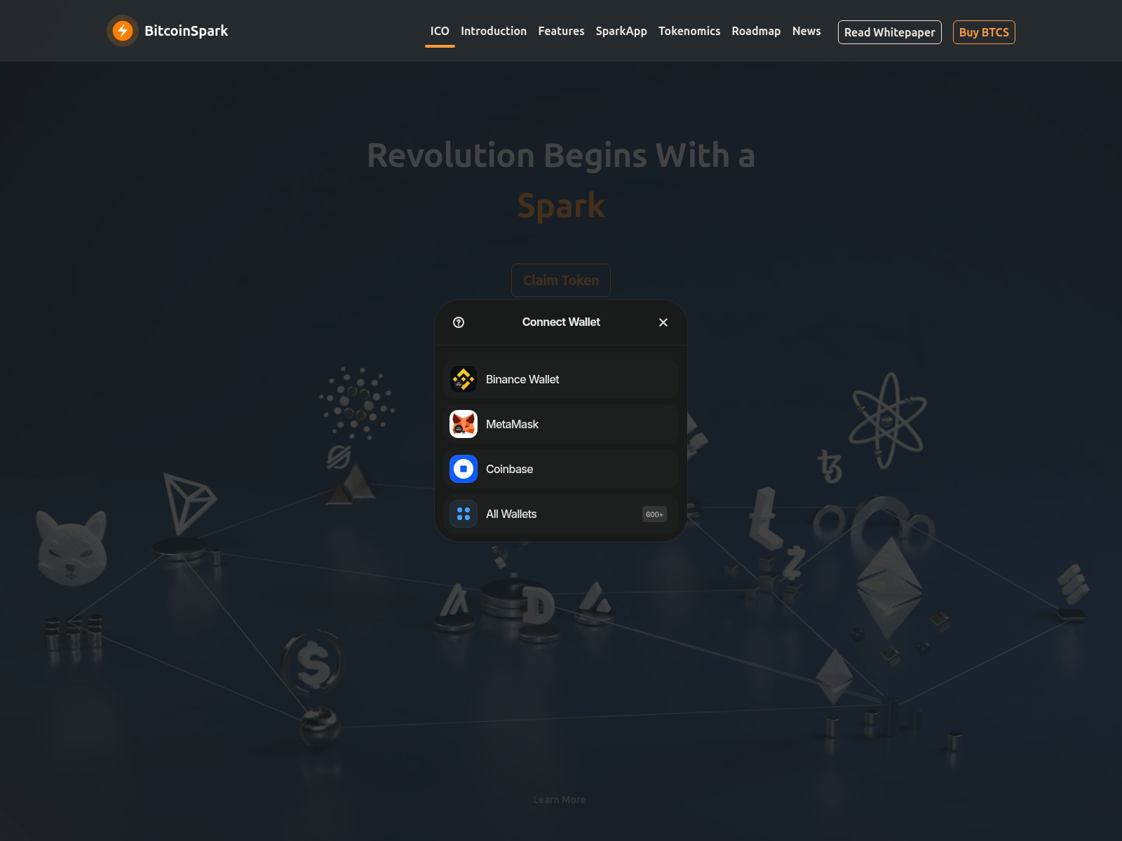 Forensic screenshot of claim-bitcoinspark.pages.dev