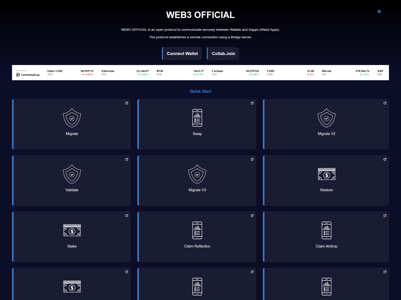 Forensic screenshot of wallet.w3official.com