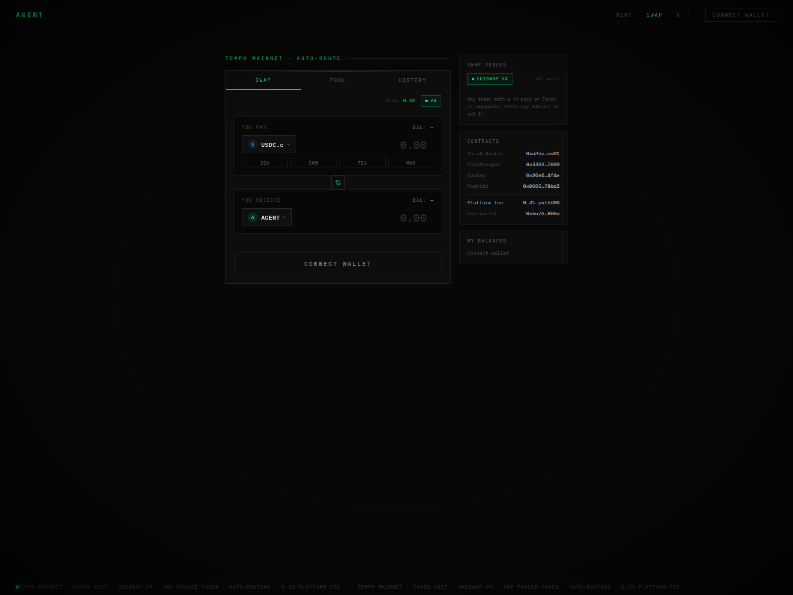 Screenshot of swap.agentmpp.xyz