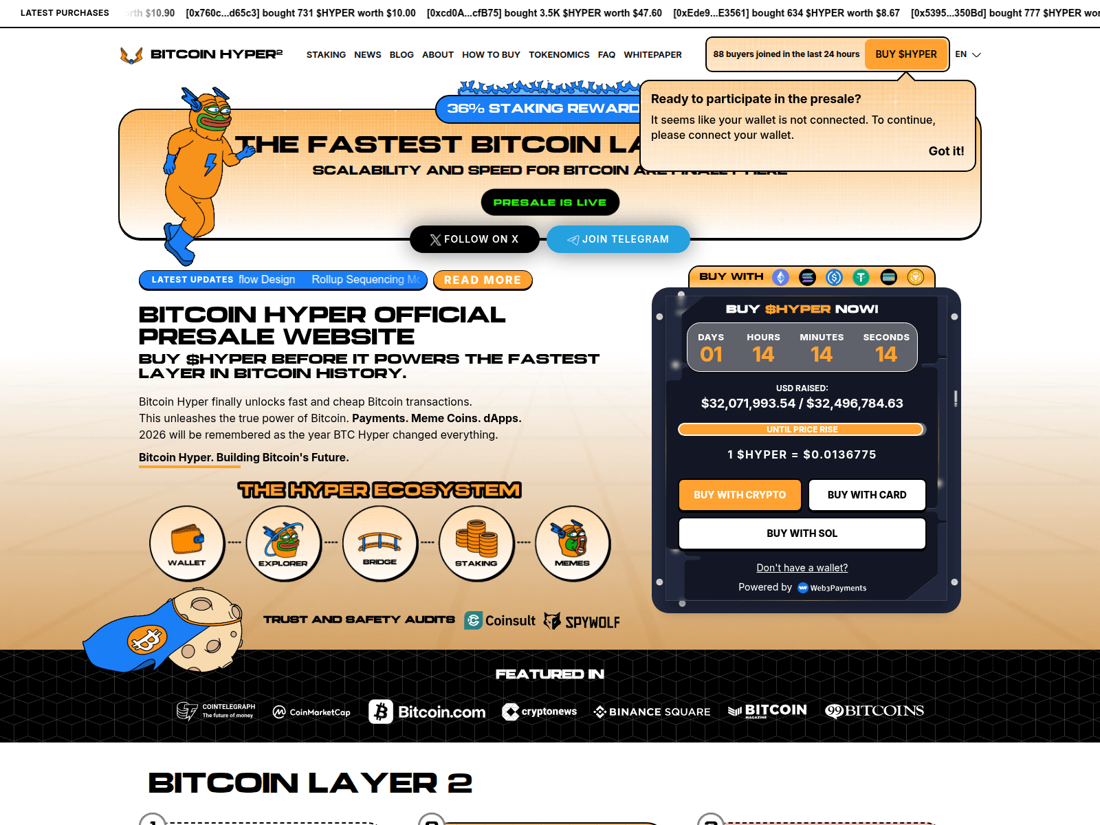 Forensic screenshot of bitcoinhypertoken.org